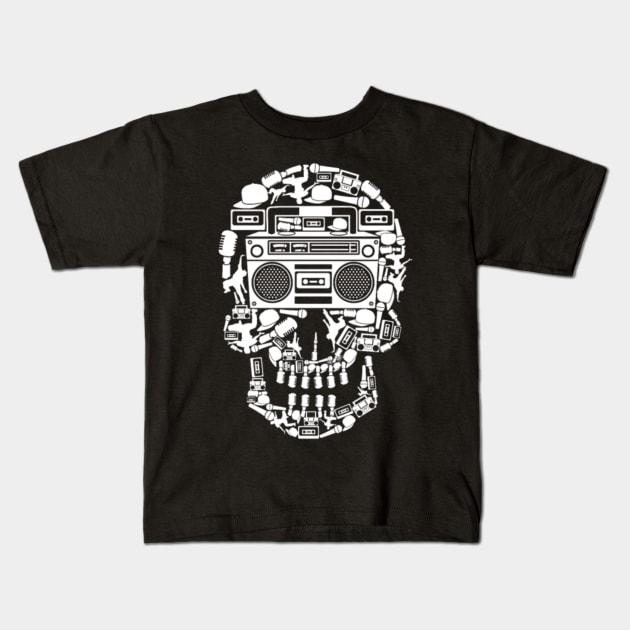 Niche Skull Island Mod Art  Boombox Skull Kids T-Shirt by LailaLittlerwm